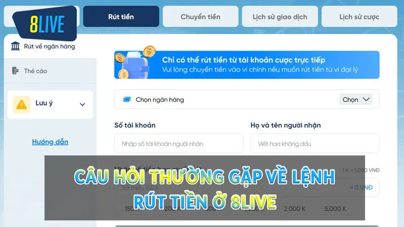 Bật mí rút tiền 8Live nhanh cho người chơi mới 3 Câu hỏi thường gặp về lệnh rút tiền ở 8Live