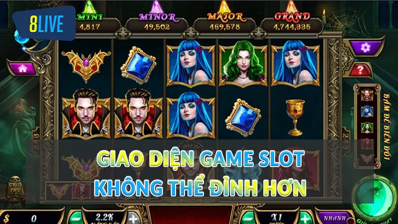 Sân chơi Slot Game 8Live làm giàu nhanh chóng 2 Giao diện game Slot không thể đỉnh hơn